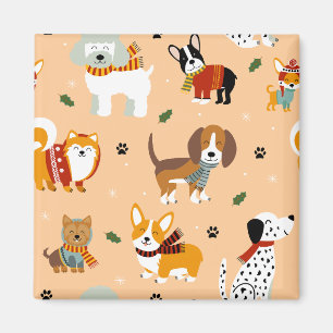 Festliche Winter-Welpen-Schals Magnet