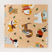 Festliche Winter-Welpen-Schals Puzzle (Horizontal)