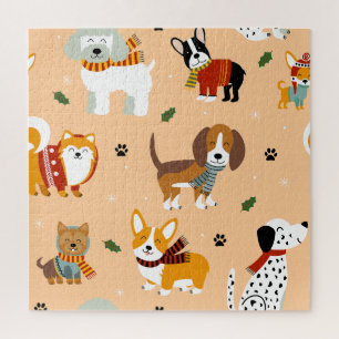 Festliche Winter-Welpen-Schals Puzzle