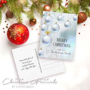 Festliche Winter Wonderland Silber Balls Weihnacht Postkarte