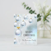 Festliche Winter Wonderland Silber Balls Weihnacht Postkarte (Stehend Vorderseite)
