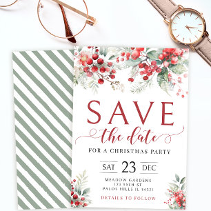 Festliche Winterbeeren Save the Date Weihnachten Einladung