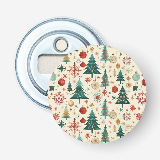 Festliche Winterferien-Muster Flaschenöffner (Vorderseite)