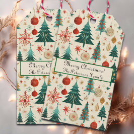 Festliche Winterferien-Muster Geschenkanhänger