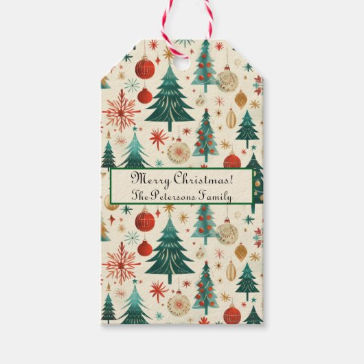 Festliche Winterferien-Muster Geschenkanhänger (Vorderseite)