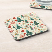 Festliche Winterferien-Muster Getränkeuntersetzer (Linke Seite)