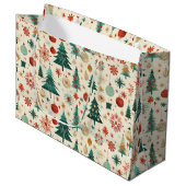 Festliche Winterferien-Muster Große Geschenktüte (Vorderseite Schrägansicht)