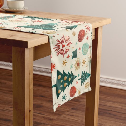 Festliche Winterferien-Muster Mittelgroßer Tischläufer (Beispiel)