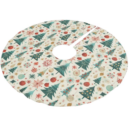 Festliche Winterferien-Muster Polyester Weihnachtsbaumdecke (Schrägansicht)