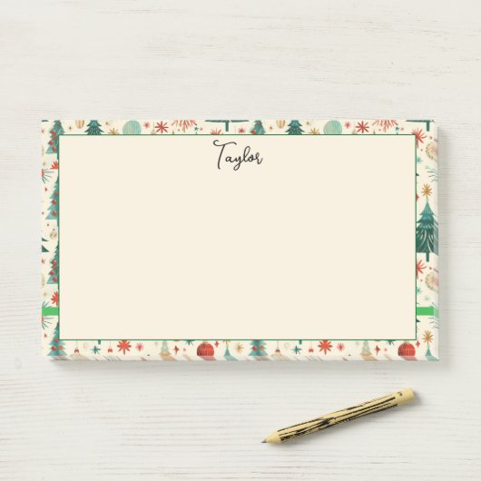 Festliche Winterferien-Muster Post-it Klebezettel (Auf Schreibtisch)