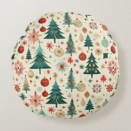 Festliche Winterferien-Muster Rundes Kissen