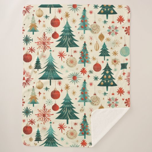 Festliche Winterferien-Muster Sherpadecke (Vorderseite)