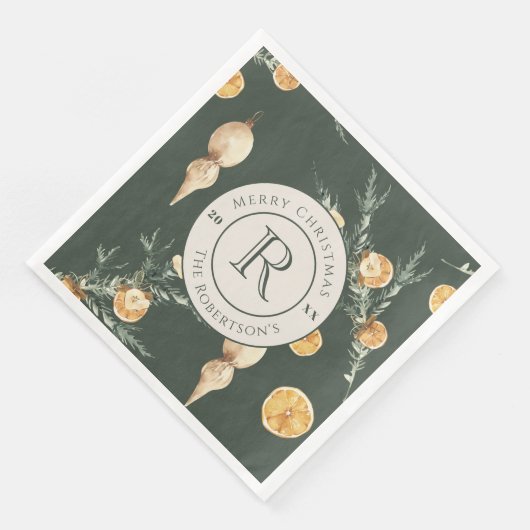 Festliche Wintermärchen: Wasserfarbe Mit Monogramm Serviette (Ecke)