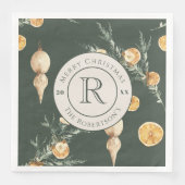 Festliche Wintermärchen: Wasserfarbe Mit Monogramm Serviette (Vorderseite)