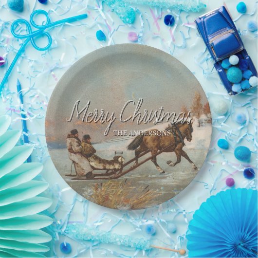 Festliche Winterpferde Pappteller (Party)