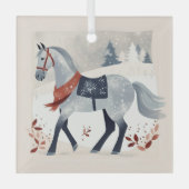 Festliche Winterpferde Weihnachten Ornament Aus Glas (Vorderseite)