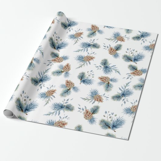 Festliche Winterpine und Evergreens Geschenkpapier (Ungerollt)