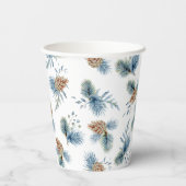 Festliche Winterpine und Evergreens Pappbecher (Rückseite)