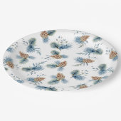 Festliche Winterpine und Evergreens Pappteller (Schrägansicht)