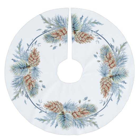 Festliche Winterpine und Evergreens Polyester Weihnachtsbaumdecke (Vorderseite)