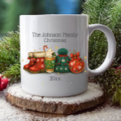 Festliche Winterstiefel Hats Weihnachten der Famil Kaffeetasse