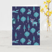 Festliche Wintertiere Karte (Gelbe Blume)