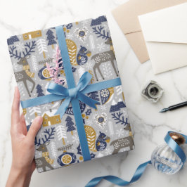 Festliche Woodland Tiere Skandi Weihnachten Geschenkpapier