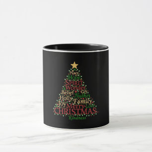 Festliche Wortkunst Weihnachtsbaum   Frieden Hoffn Tasse