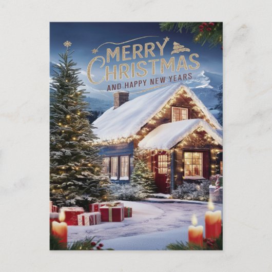 Festliche Wünsche im Snowy Wonderland Postkarte (Vorderseite)