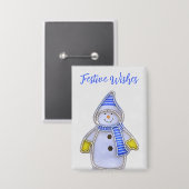 Festliche Wünsche. Schneemann-Design Button (Vorderseite/Rückseite)
