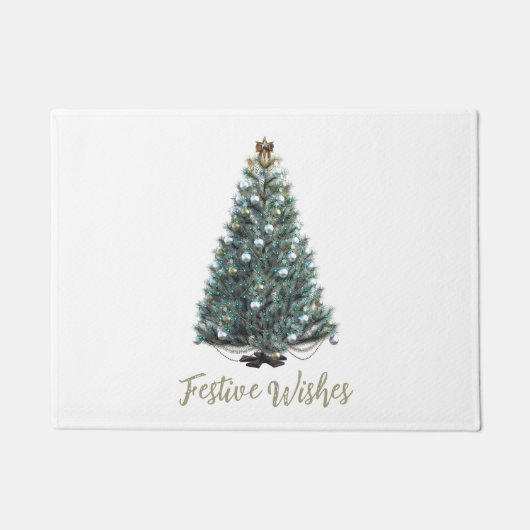 Festliche Wünsche. Weihnachtsbaum-Design Fußmatte (Vorderseite)