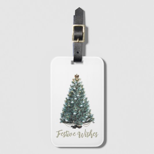 Festliche Wünsche. Weihnachtsbaum-Design Gepäckanhänger (Vorderseite Vertikal)