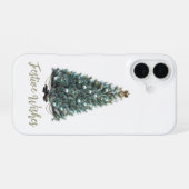 Festliche Wünsche. Weihnachtsbaum-Design iPhone 16 Hülle (Rückseite (Horizontal))