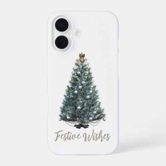 Festliche Wünsche. Weihnachtsbaum-Design iPhone 16 Hülle (Rückseite)