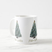 Festliche Wünsche. Weihnachtsbaum-Design Kaffeetasse (Vorderseite Links)