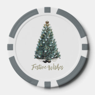 Festliche Wünsche. Weihnachtsbaum-Design Pokerchips