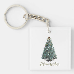Festliche Wünsche. Weihnachtsbaum-Design Schlüsselanhänger