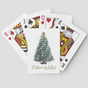 Festliche Wünsche. Weihnachtsbaum-Design Spielkarten