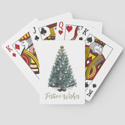 Festliche Wünsche. Weihnachtsbaum-Design Spielkarten (Rückseite)