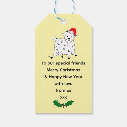 Festliche Ziegen zu Weihnachten Geschenkanhänger (Rückseite)