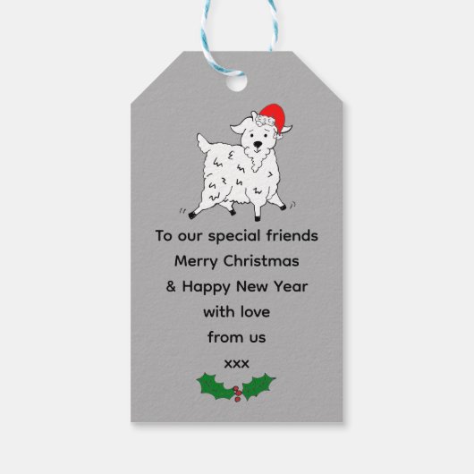 Festliche Ziegen zu Weihnachten Geschenkanhänger (Rückseite)