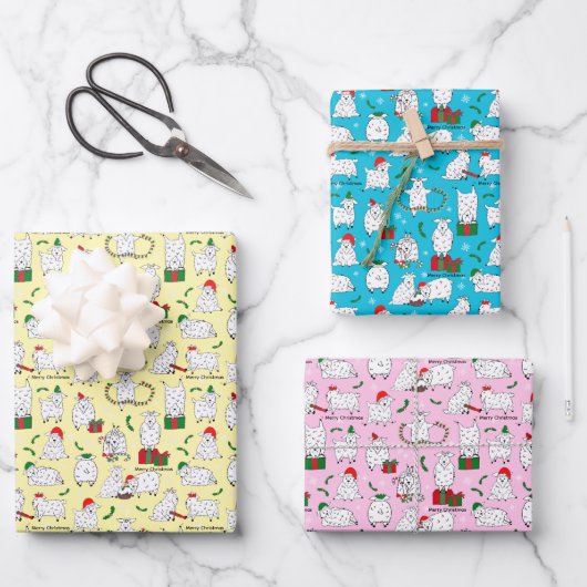Festliche Ziegen zu Weihnachten Geschenkpapier Set (Vorderseite)