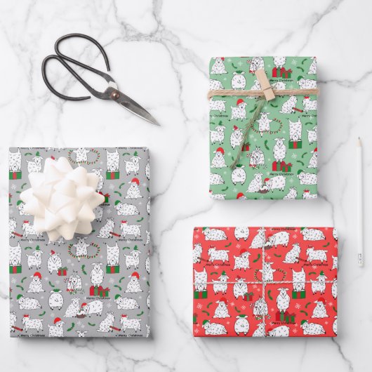 Festliche Ziegen zu Weihnachten Geschenkpapier Set (Vorderseite)