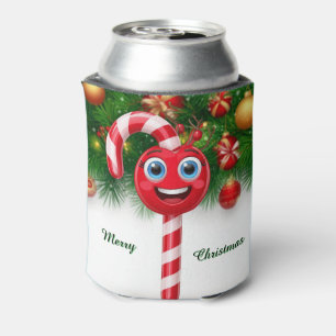 Festliche Zuckerstangen-Lutscher mit Smiley-Gesich Dosenkühler