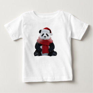 Festlicher 3D-Panda im Winterwald Baby T-shirt