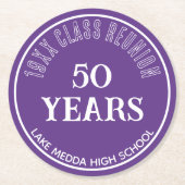 Festlicher 50. Wiedersehen-Untersetzer der 50. Kla Runder Pappuntersetzer (Vorderseite)