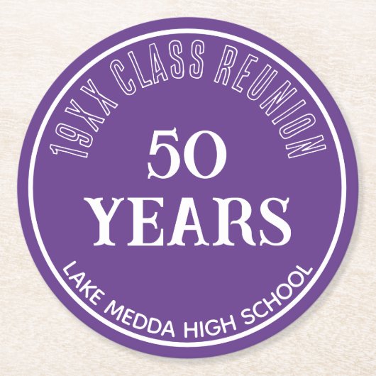 Festlicher 50. Wiedersehen-Untersetzer der 50. Kla Runder Pappuntersetzer (Vorderseite)