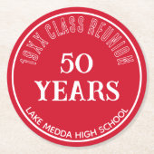 Festlicher 50. Wiedersehen-Untersetzer der 50. Kla Runder Pappuntersetzer (Vorderseite)