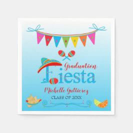 Festlicher Abschluss Fiesta Personalisiert Blue Om Serviette