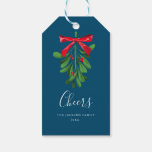 Festlicher aquamariner Weihnachtsmistelzweig Geschenkanhänger